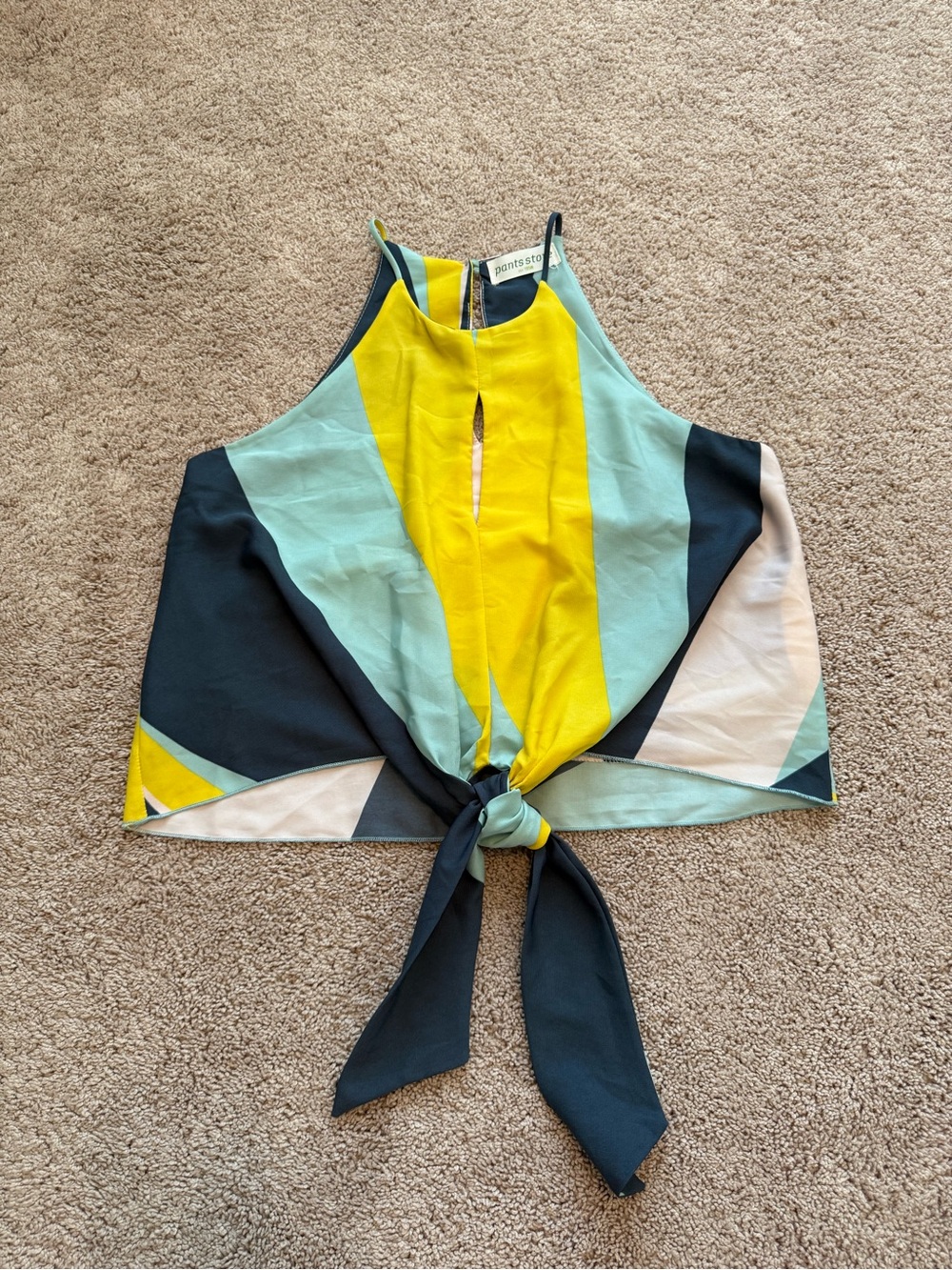 Pants Store Abstract Tie-Front Tank Top
